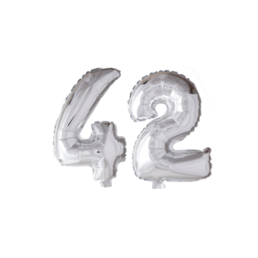 Folieballon 42 jaar zilver 41cm