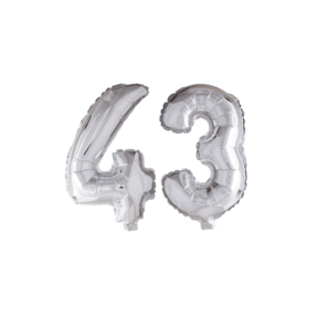 Folieballon 43 jaar zilver 41cm