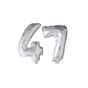 Folieballon 47 jaar zilver 41cm