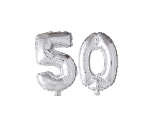 Folieballon 50 jaar zilver 41cm