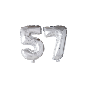 Folieballon 57 jaar zilver 41cm