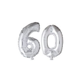 Folieballon 60 jaar zilver 41cm