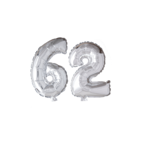 Folieballon 62 jaar zilver 41cm