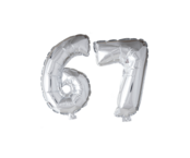 Folieballon 67 jaar zilver 41cm