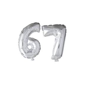 Folieballon 67 jaar zilver 41cm