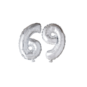 Folieballon 69 jaar zilver 41cm