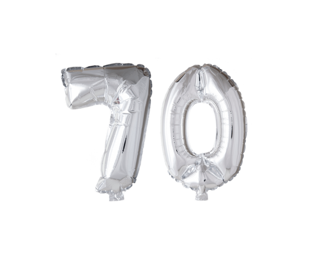 Folieballon 70 jaar zilver 41cm