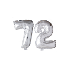 Folieballon 72 jaar zilver 41cm