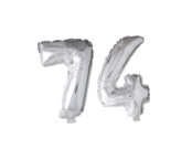 Folieballon 74 jaar zilver 41cm