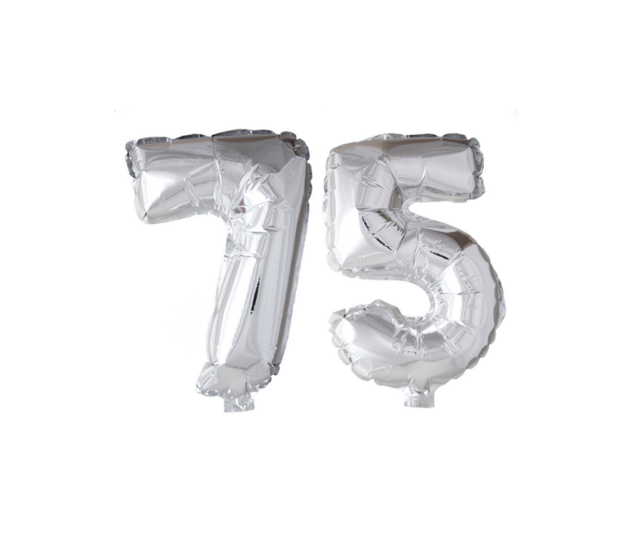 Folieballon 75 jaar zilver 41cm