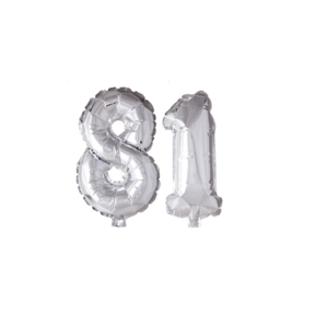 Folieballon 81 jaar zilver 41cm