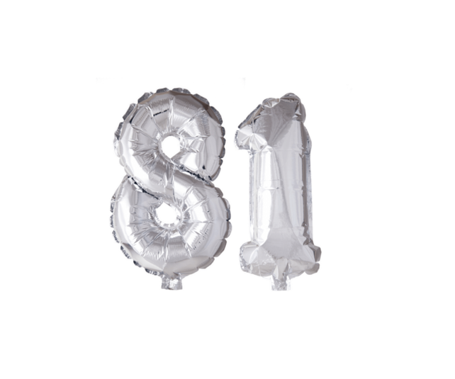 Folieballon 81 jaar zilver 41cm