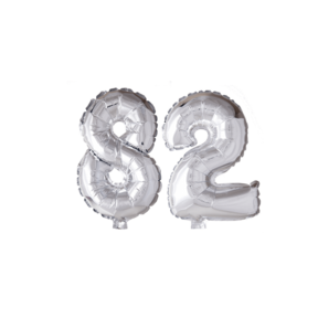 Folieballon 82 jaar zilver 41cm
