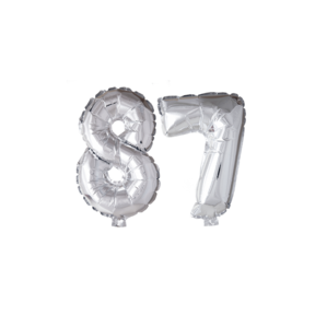 Folieballon 87 jaar zilver 41cm
