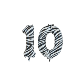 Folieballon 10 jaar zebra 86cm