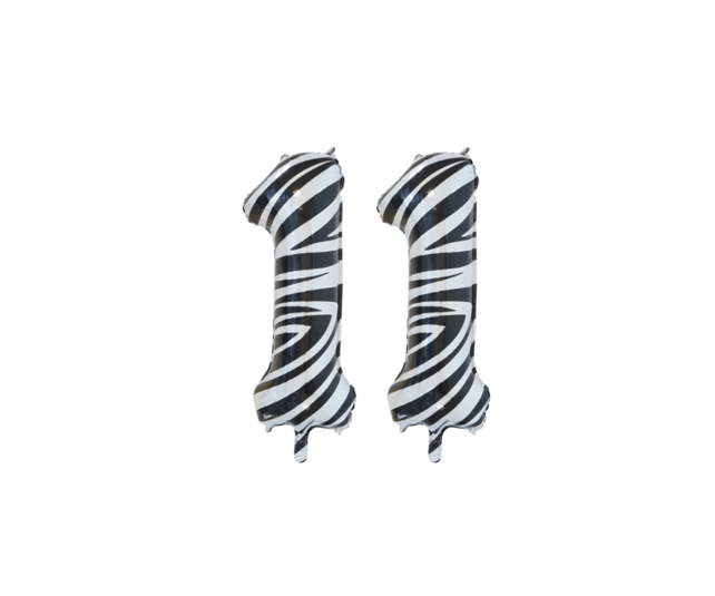 Folieballon 11 jaar zebra 86cm