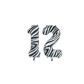 Folieballon 12 jaar zebra 86cm