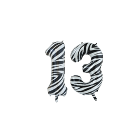 Folieballon 13 jaar zebra 86cm