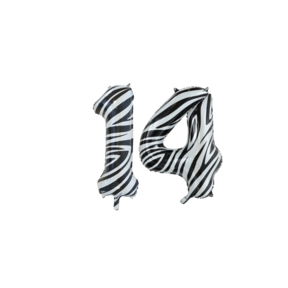Folieballon 14 jaar zebra 86cm