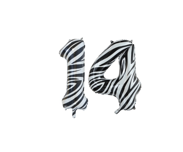 Folieballon 14 jaar zebra 86cm Folieballon 14 jaar zebra 86cm