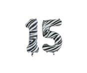 Folieballon 15 jaar zebra 86cm
