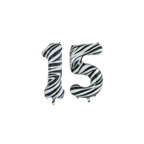 Folieballon 15 jaar zebra 86cm