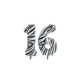 Folieballon 16 jaar zebra 86cm
