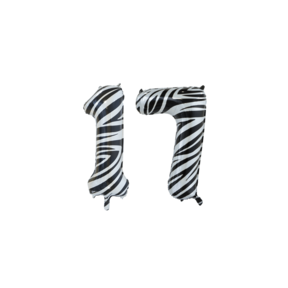 Folieballon 17 jaar zebra 86cm