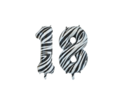 Folieballon 18 jaar zebra 86cm