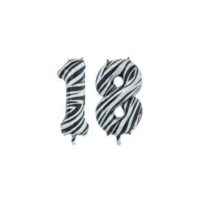 Folieballon 18 jaar zebra 86cm