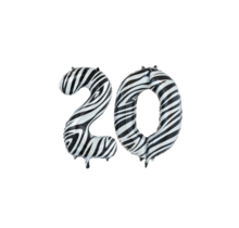 Folieballon 20 jaar zebra 86cm