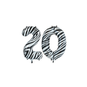 Folieballon 20 jaar zebra 86cm