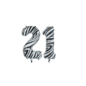 Folieballon 21 jaar zebra 86cm