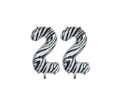 Folieballon 22 jaar zebra 86cm
