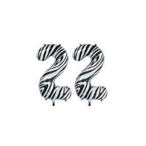 Folieballon 22 jaar zebra 86cm