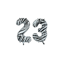 Folieballon 23 jaar zebra 86cm