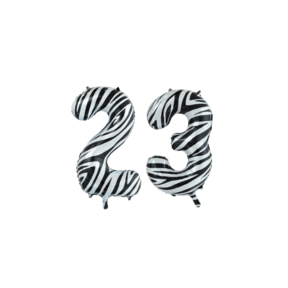 Folieballon 23 jaar zebra 86cm
