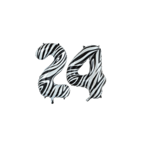 Folieballon 24 jaar zebra 86cm