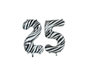 Folieballon 25 jaar zebra 86cm