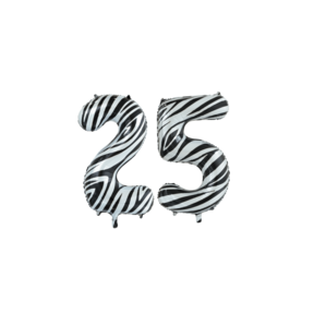 Folieballon 25 jaar zebra 86cm