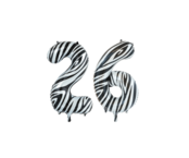 Folieballon 26 jaar zebra 86cm