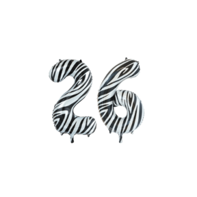 Folieballon 26 jaar zebra 86cm