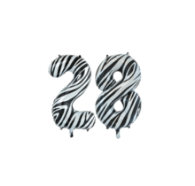 Folieballon 28 jaar zebra 86cm