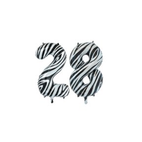 Folieballon 28 jaar zebra 86cm