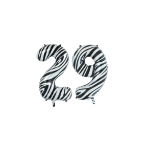 Folieballon 29 jaar zebra 86cm