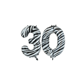 Folieballon 30 jaar zebra 86cm