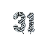 Folieballon 31 jaar zebra 86cm