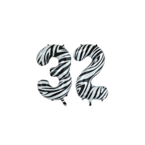 Folieballon 32 jaar zebra 86cm