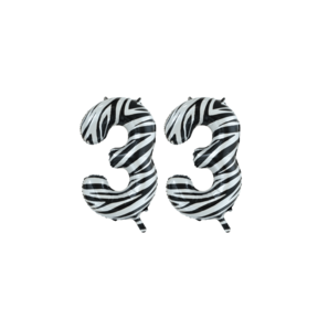 Folieballon 33 jaar zebra 86cm