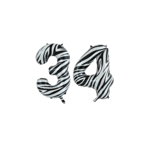 Folieballon 34 jaar zebra 86cm